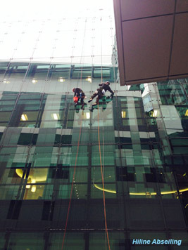 Abseilers window cleaning
